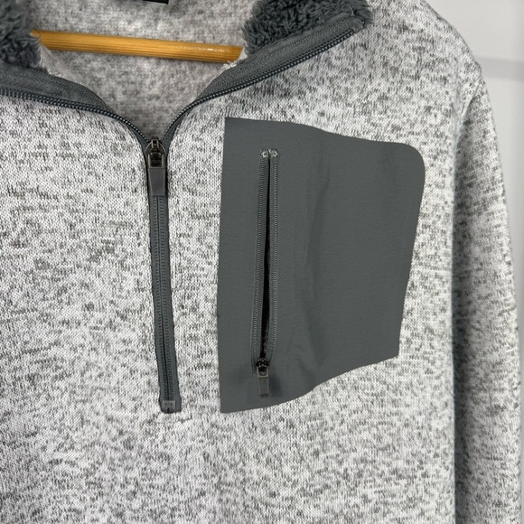 Old River Men's Quarter Zip Gray Fleece Sweater Size Large - Picture 5 of 8